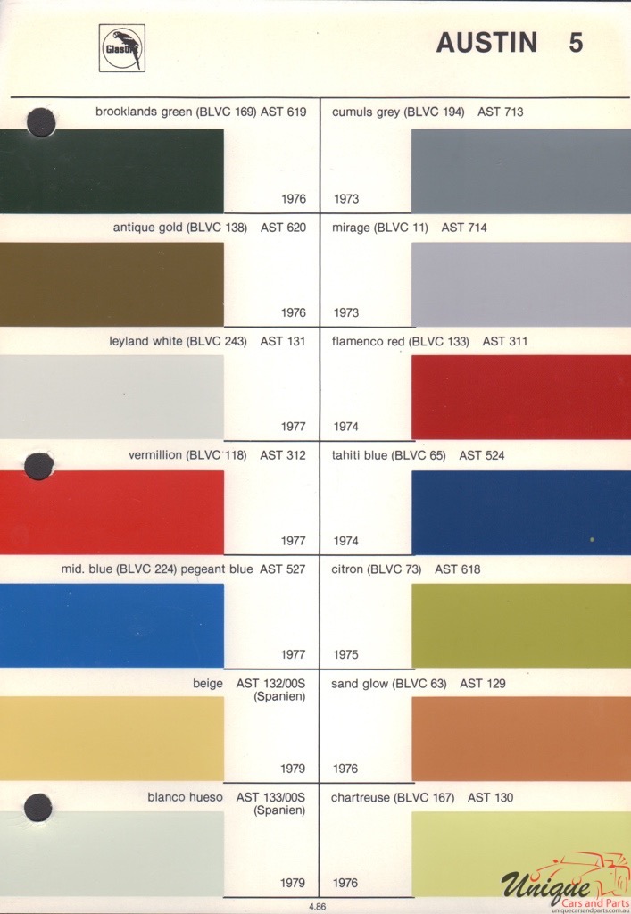 1976 Austin Glasurit Paint Charts 2